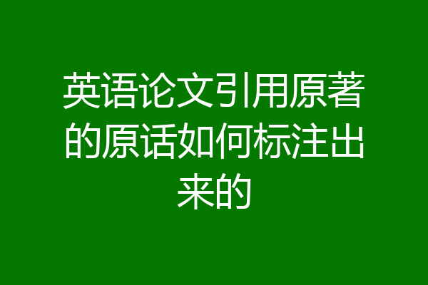 英语论文引用原著的原话如何标注出来的
