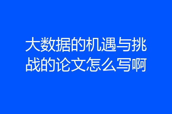 大数据的机遇与挑战的论文怎么写啊