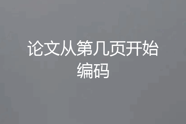 论文从第几页开始编码
