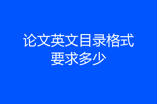 论文英文目录格式要求多少