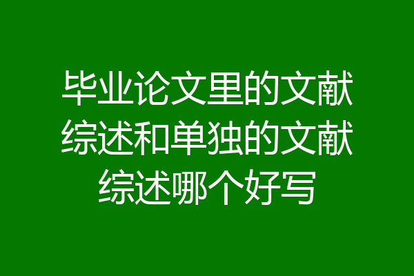 毕业论文里的文献综述和单独的文献综述哪个好写