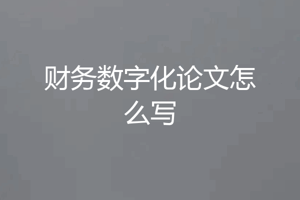 财务数字化论文怎么写