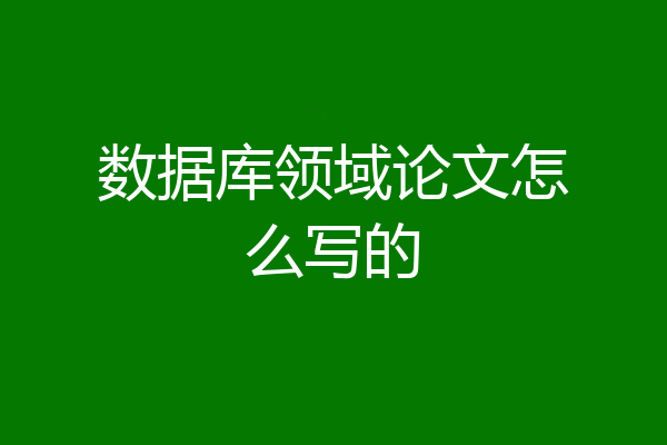 数据库领域论文怎么写的