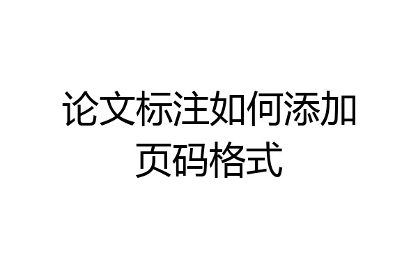 论文标注如何添加页码格式