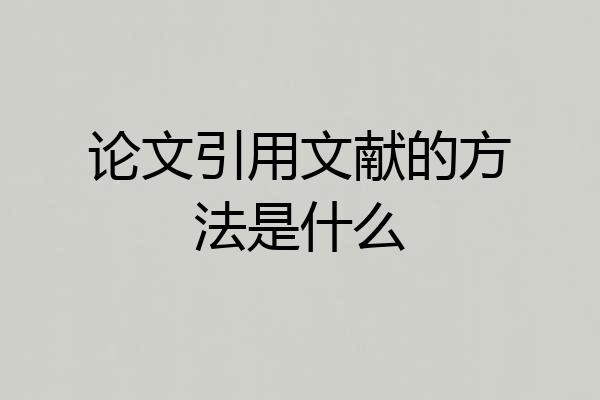 论文引用文献的方法是什么