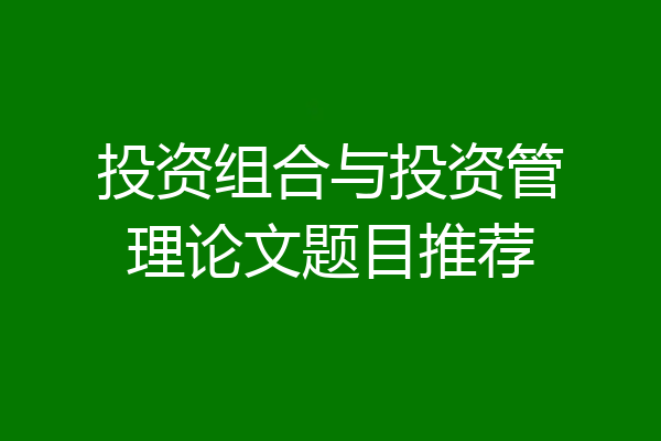 投资组合与投资管理论文题目推荐