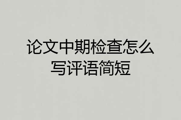 论文中期检查怎么写评语简短