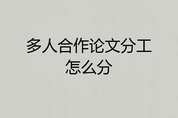 多人合作论文分工怎么分