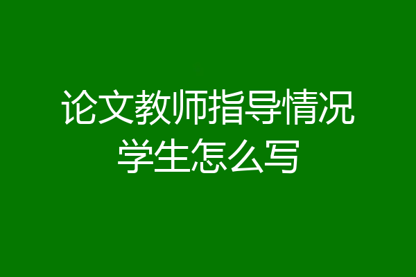 论文教师指导情况学生怎么写