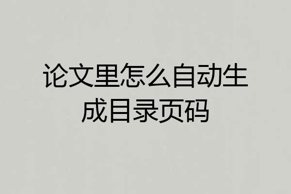 论文里怎么自动生成目录页码