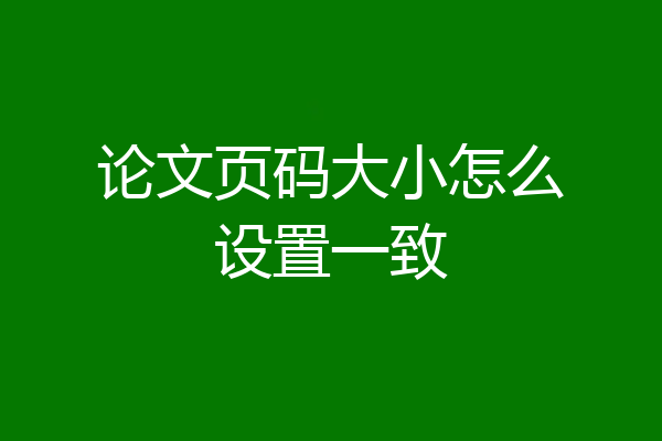 论文页码大小怎么设置一致