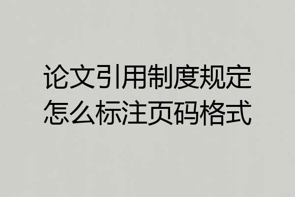 论文引用制度规定怎么标注页码格式
