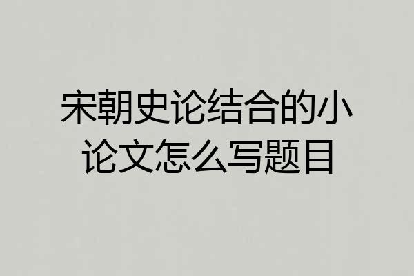 宋朝史论结合的小论文怎么写题目