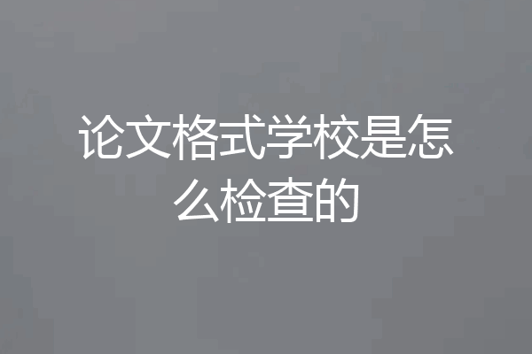 论文格式学校是怎么检查的