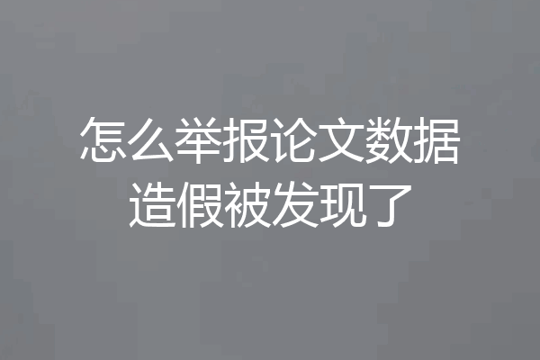 怎么举报论文数据造假被发现了