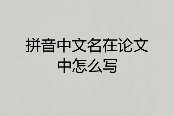 拼音中文名在论文中怎么写