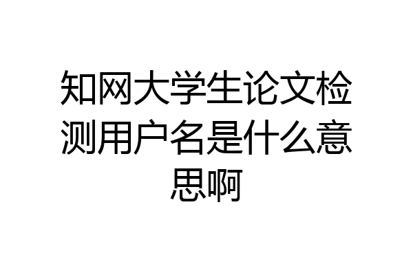 知网大学生论文检测用户名是什么意思啊
