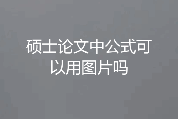 硕士论文中公式可以用图片吗