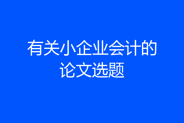 有关小企业会计的论文选题
