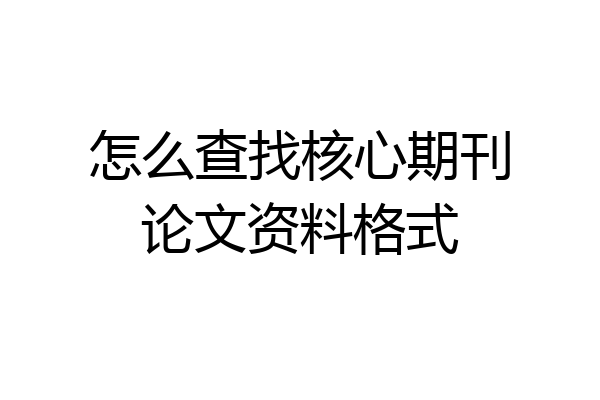 怎么查找核心期刊论文资料格式