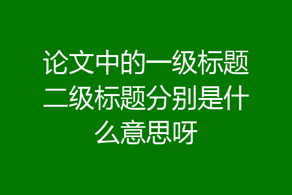 论文中的一级标题二级标题分别是什么意思呀