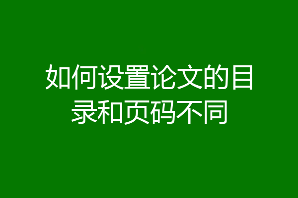如何设置论文的目录和页码不同