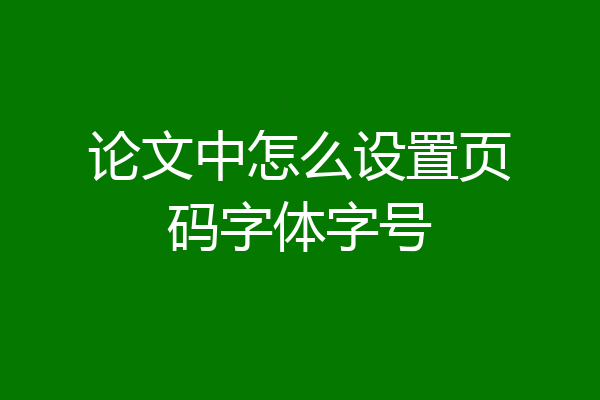 论文中怎么设置页码字体字号