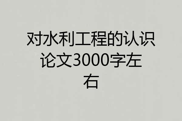 对水利工程的认识论文3000字左右