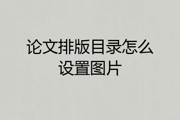 论文排版目录怎么设置图片