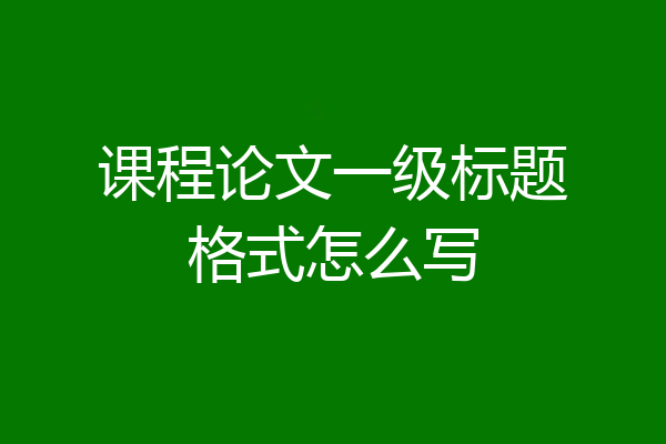 课程论文一级标题格式怎么写