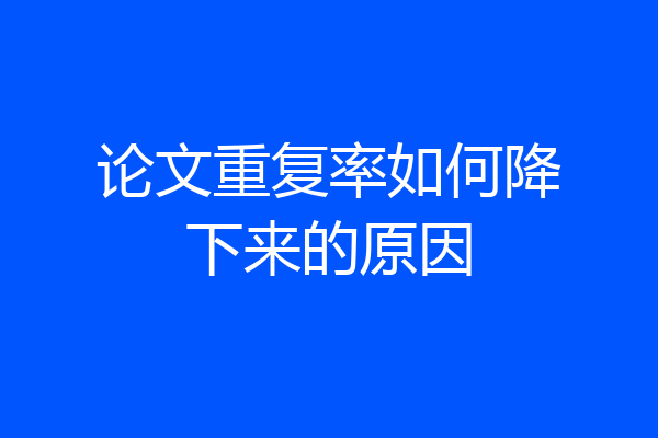 论文重复率如何降下来的原因