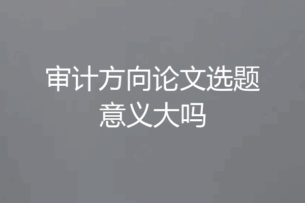 审计方向论文选题意义大吗