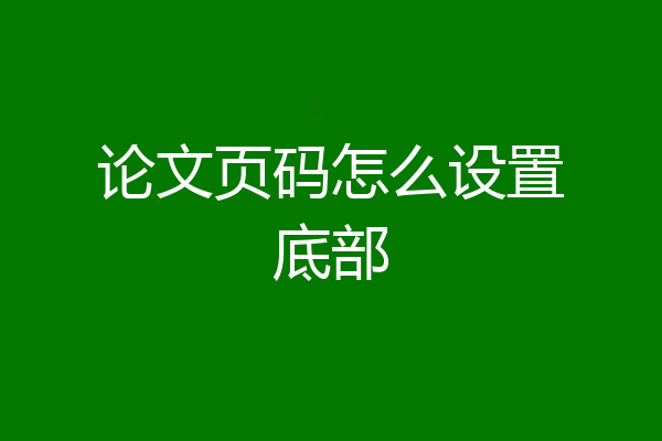 论文页码怎么设置底部
