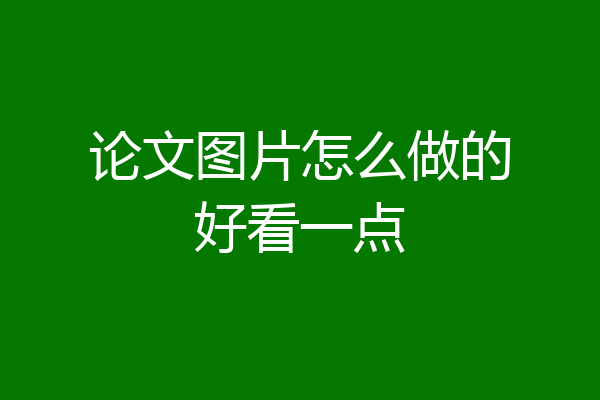 论文图片怎么做的好看一点