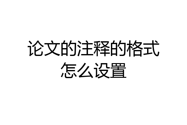 论文的注释的格式怎么设置