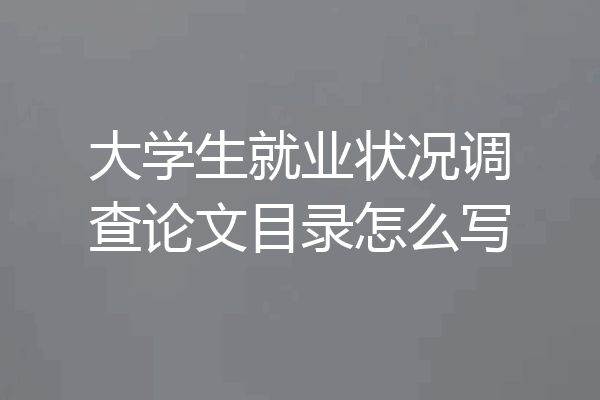 大学生就业状况调查论文目录怎么写