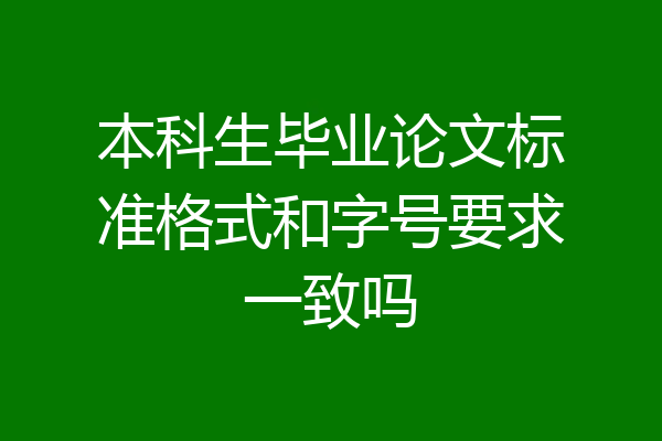 本科生毕业论文标准格式和字号要求一致吗