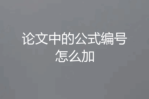 论文中的公式编号怎么加