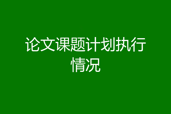 论文课题计划执行情况