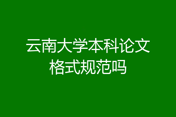 云南大学本科论文格式规范吗