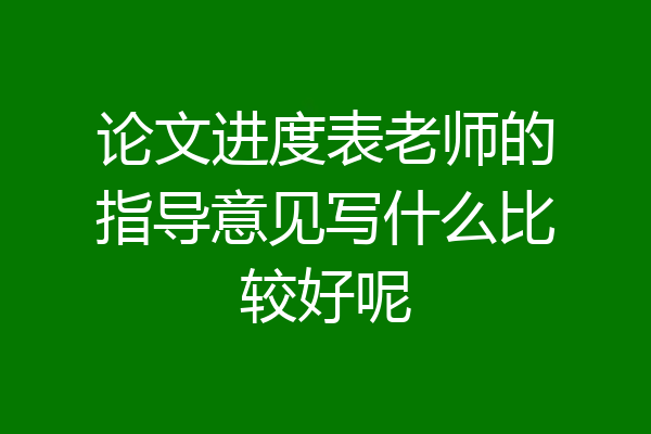 论文进度表老师的指导意见写什么比较好呢