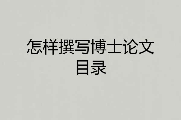 怎样撰写博士论文目录