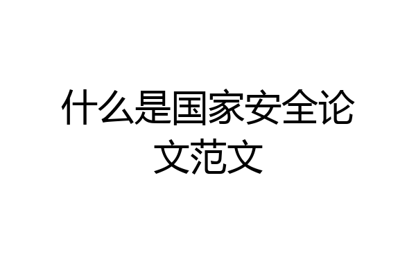 什么是国家安全论文范文
