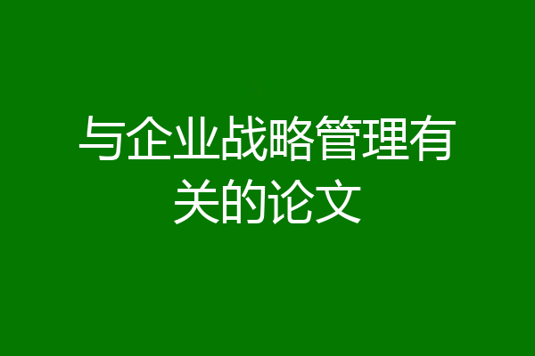 与企业战略管理有关的论文