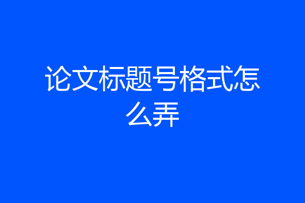 论文标题号格式怎么弄