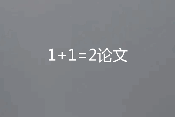 1+1=2论文