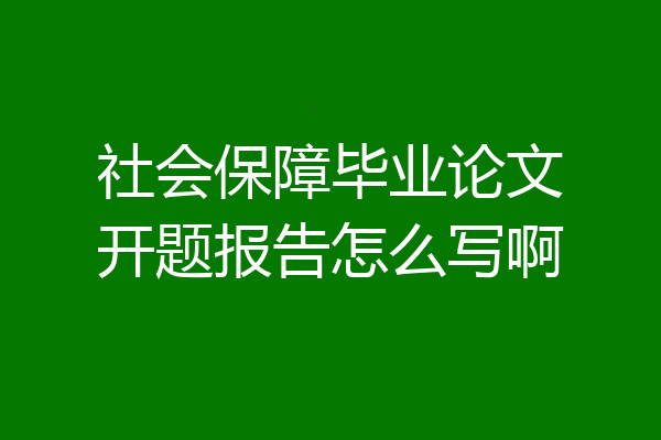 社会保障毕业论文开题报告怎么写啊