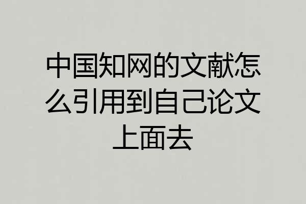 中国知网的文献怎么引用到自己论文上面去