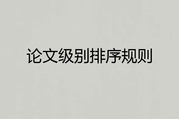 论文级别排序规则