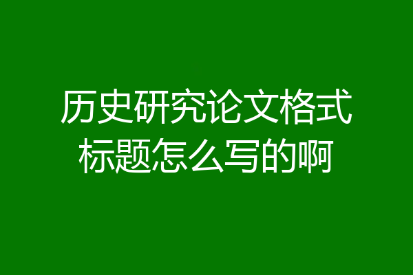 历史研究论文格式标题怎么写的啊